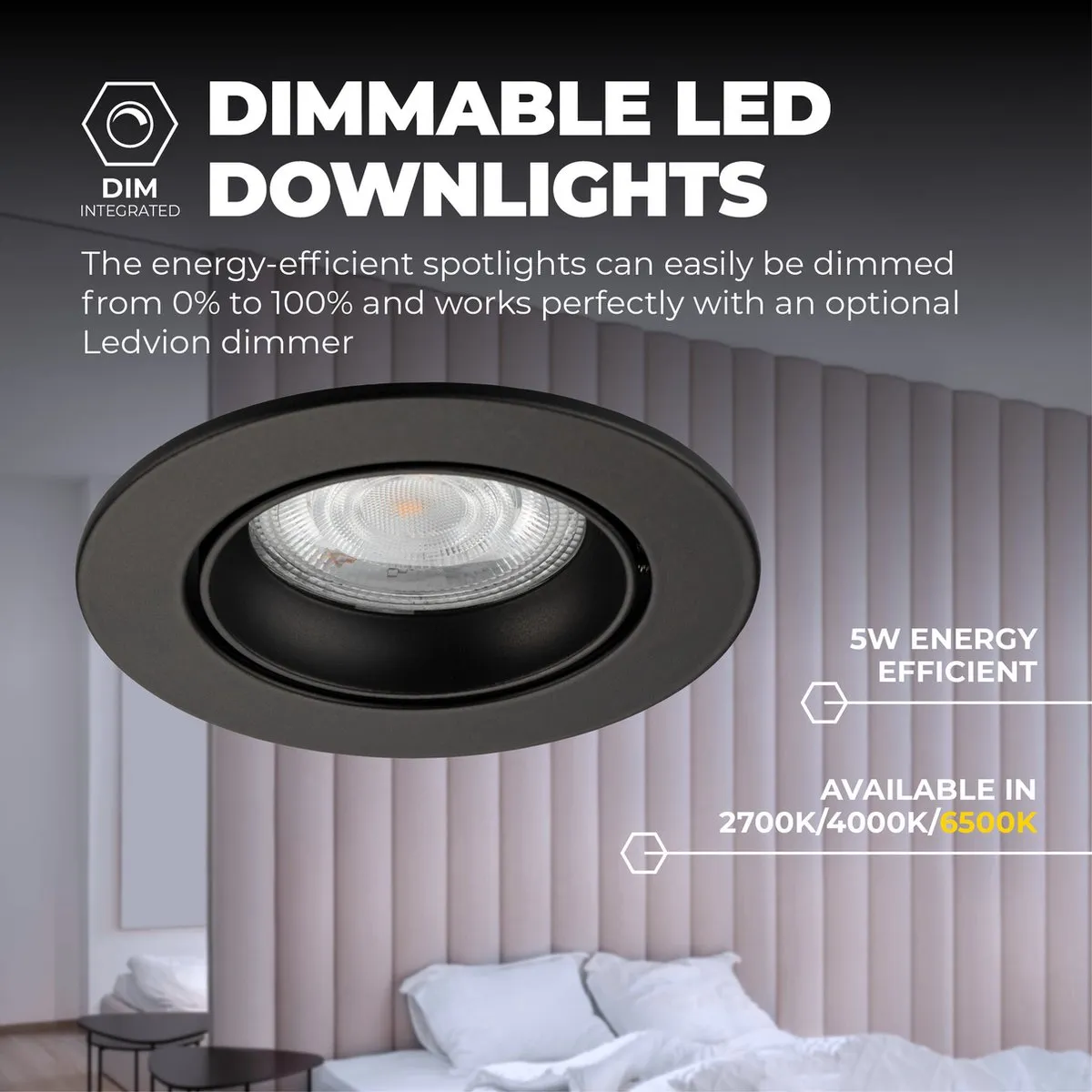 Ledvion 6X LED Inbouwspot Rio - 6 Stuks - 3W - 6500K - Zwart