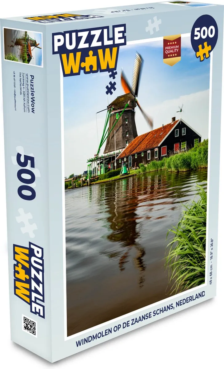 PuzzleWow Windmolen op de Zaanse Schans Legpuzzel 500 Stuks - Multicolor