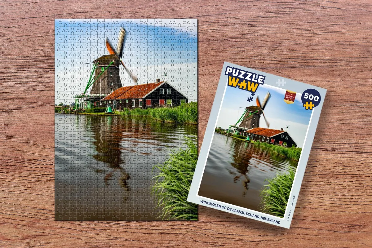 PuzzleWow Windmolen op de Zaanse Schans Legpuzzel 500 Stuks - Multicolor