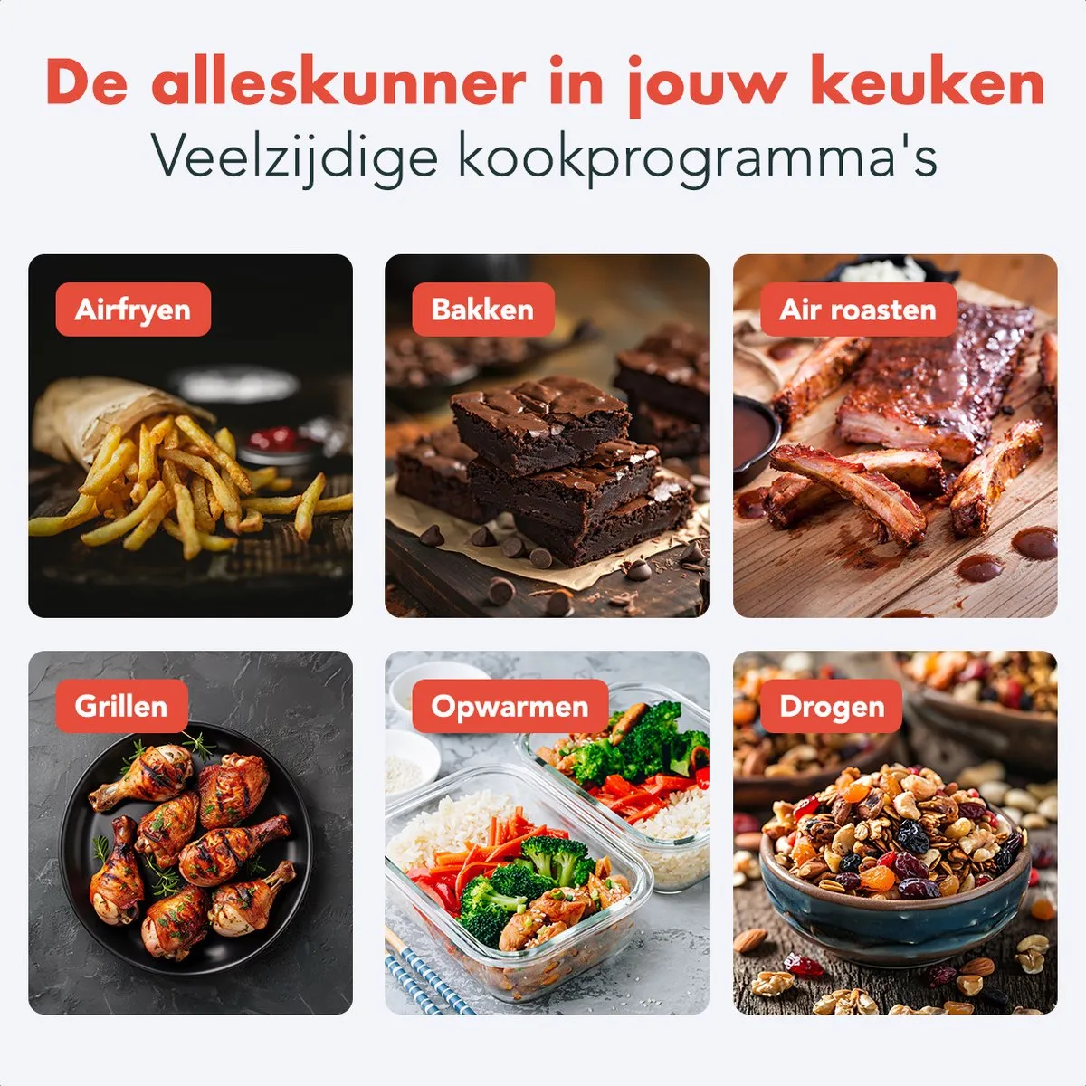 KitchenBrothers Airfryer XL 1500W 5L - Zwart