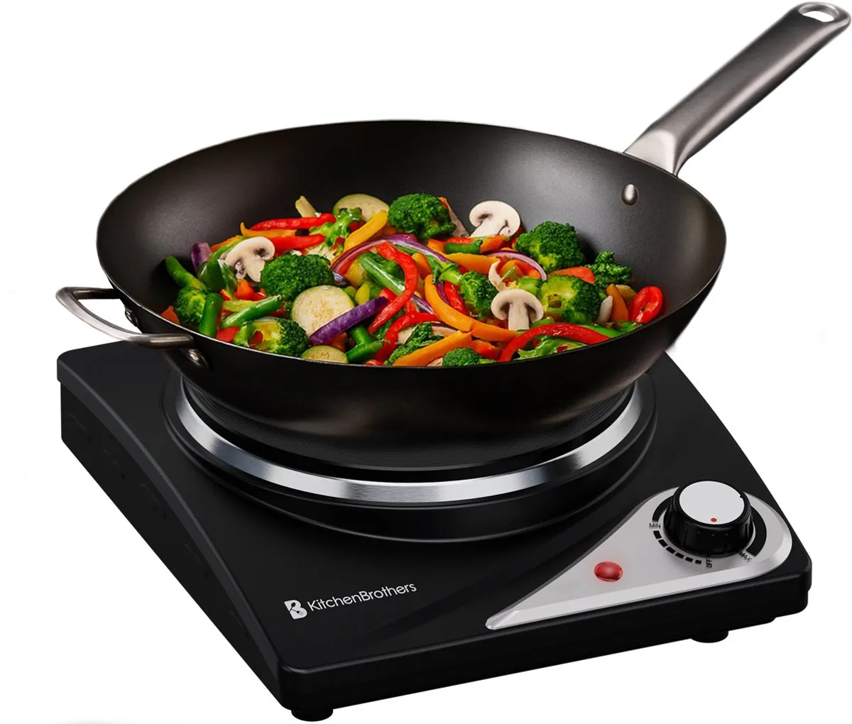 KitchenBrothers KB4169 Elektrische Kookplaat 1500W - Zwart