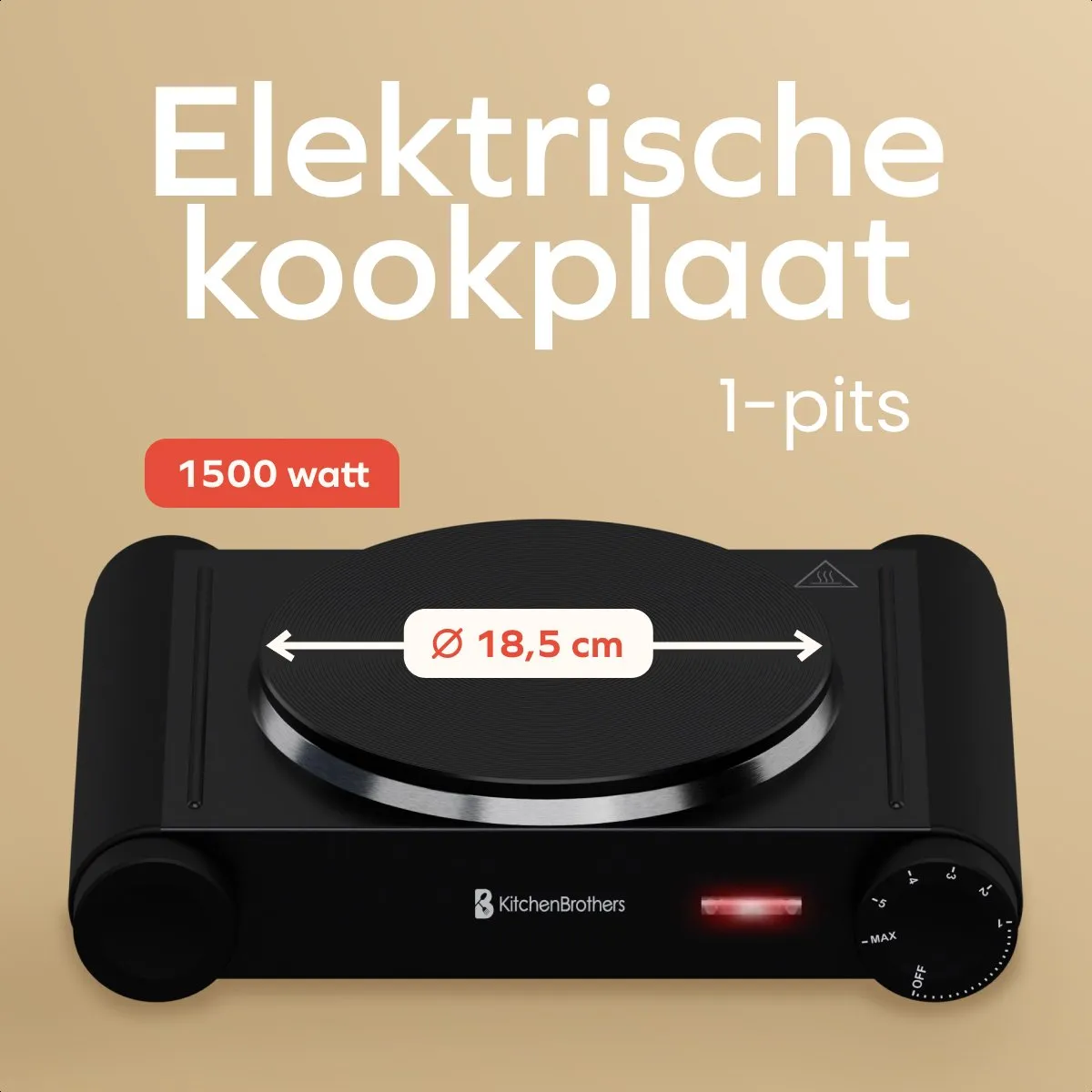 KitchenBrothers KB4169 Elektrische Kookplaat 1500W - Zwart