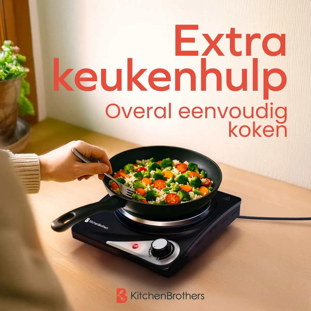 KitchenBrothers KB4169 Elektrische Kookplaat 1500W - Zwart