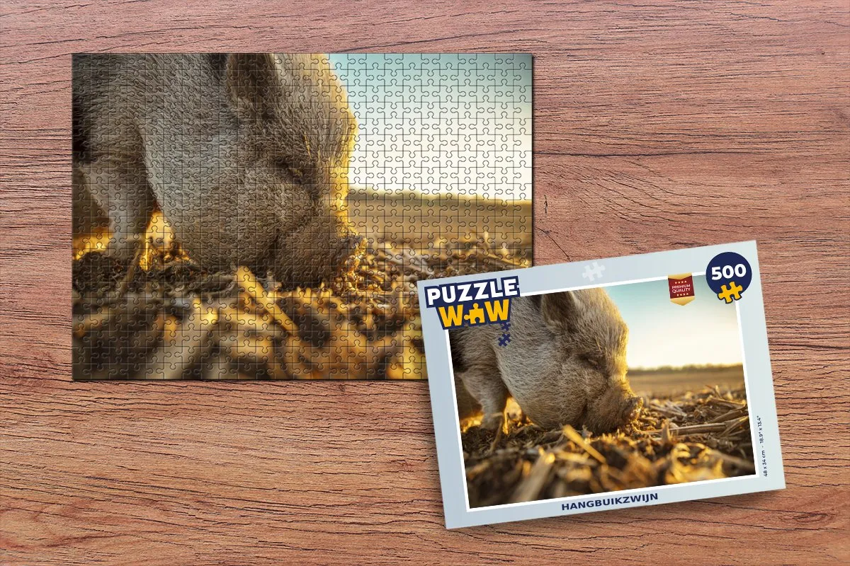 PuzzleWow Hangbuikzwijn Legpuzzel 500 Stuks - Multicolor
