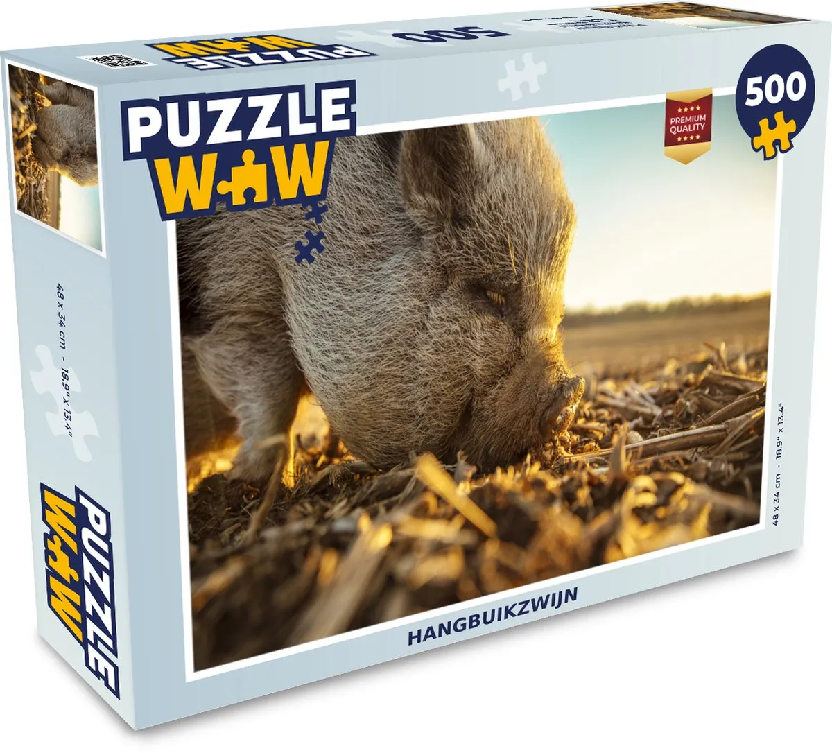 PuzzleWow Hangbuikzwijn Legpuzzel 500 Stuks - Multicolor