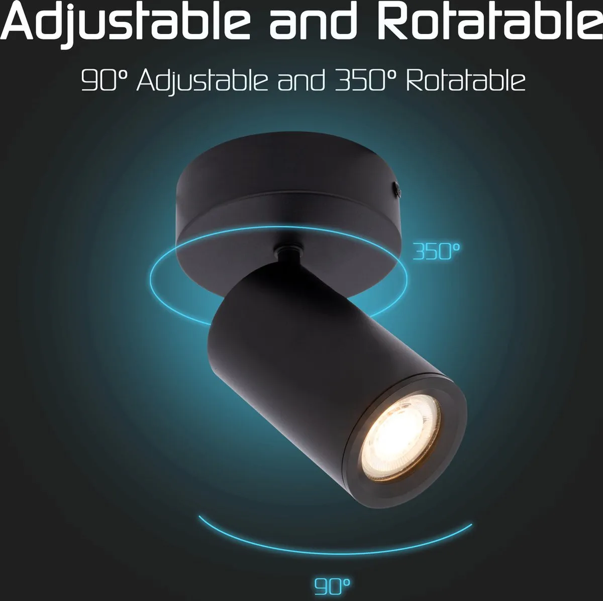 LEDVION LED Plafondspot 3W 2700K GU10 - Zwart