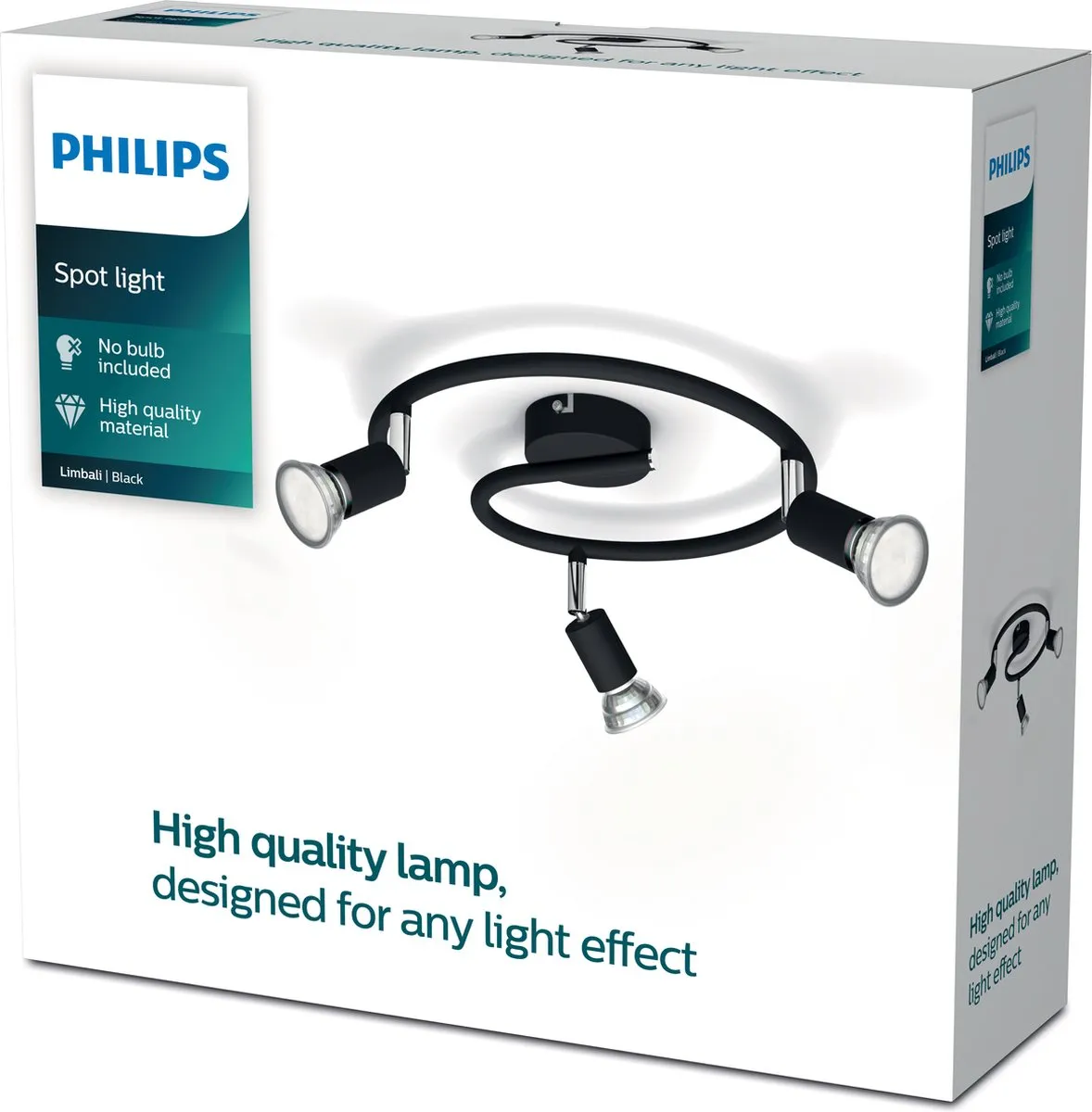 Philips Limbali Opbouwspot 3x4.6W Warmwit GU10 - Zwart