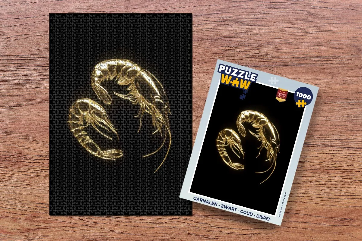 PuzzleWow Garnalen Legpuzzel 1000 Stuks - Zwart/Goud