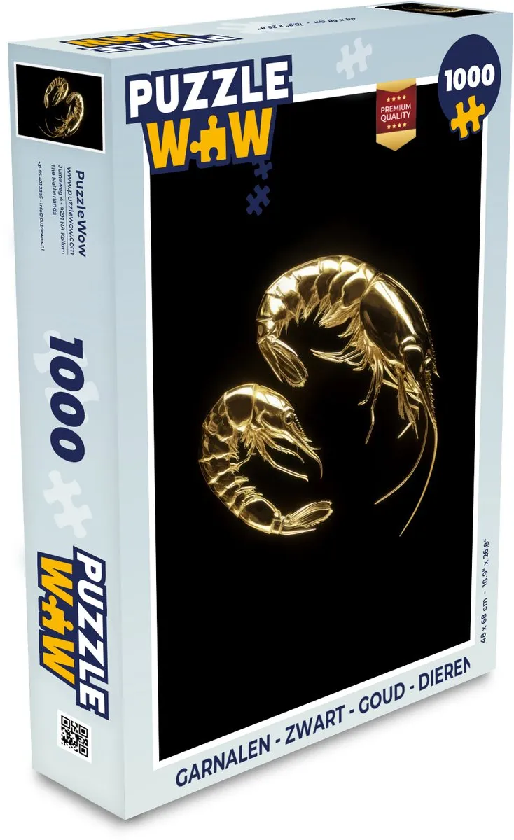 PuzzleWow Garnalen Legpuzzel 1000 Stuks - Zwart/Goud