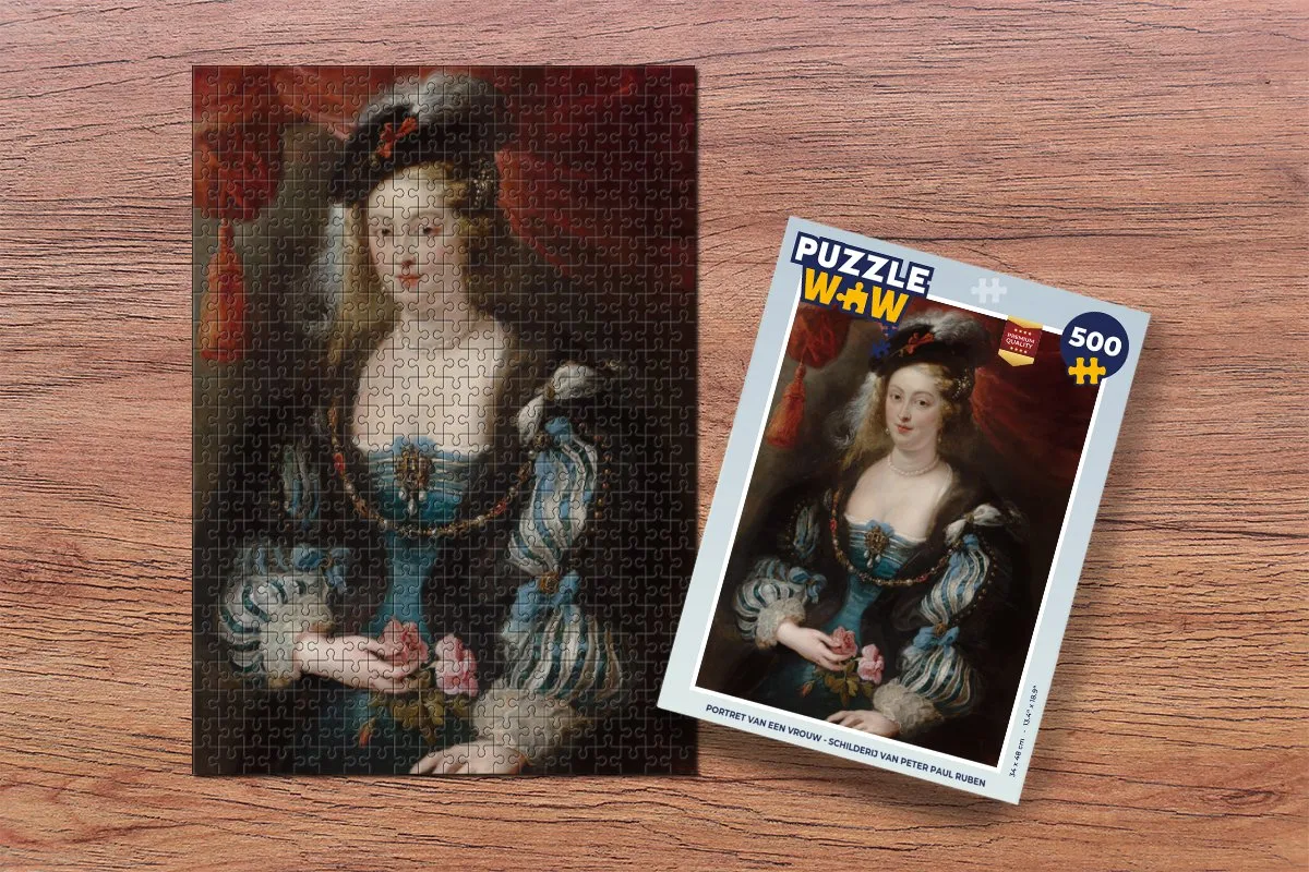 PuzzleWow Rubens Portret van een vrouw Legpuzzel 500 Stuks - Multicolor