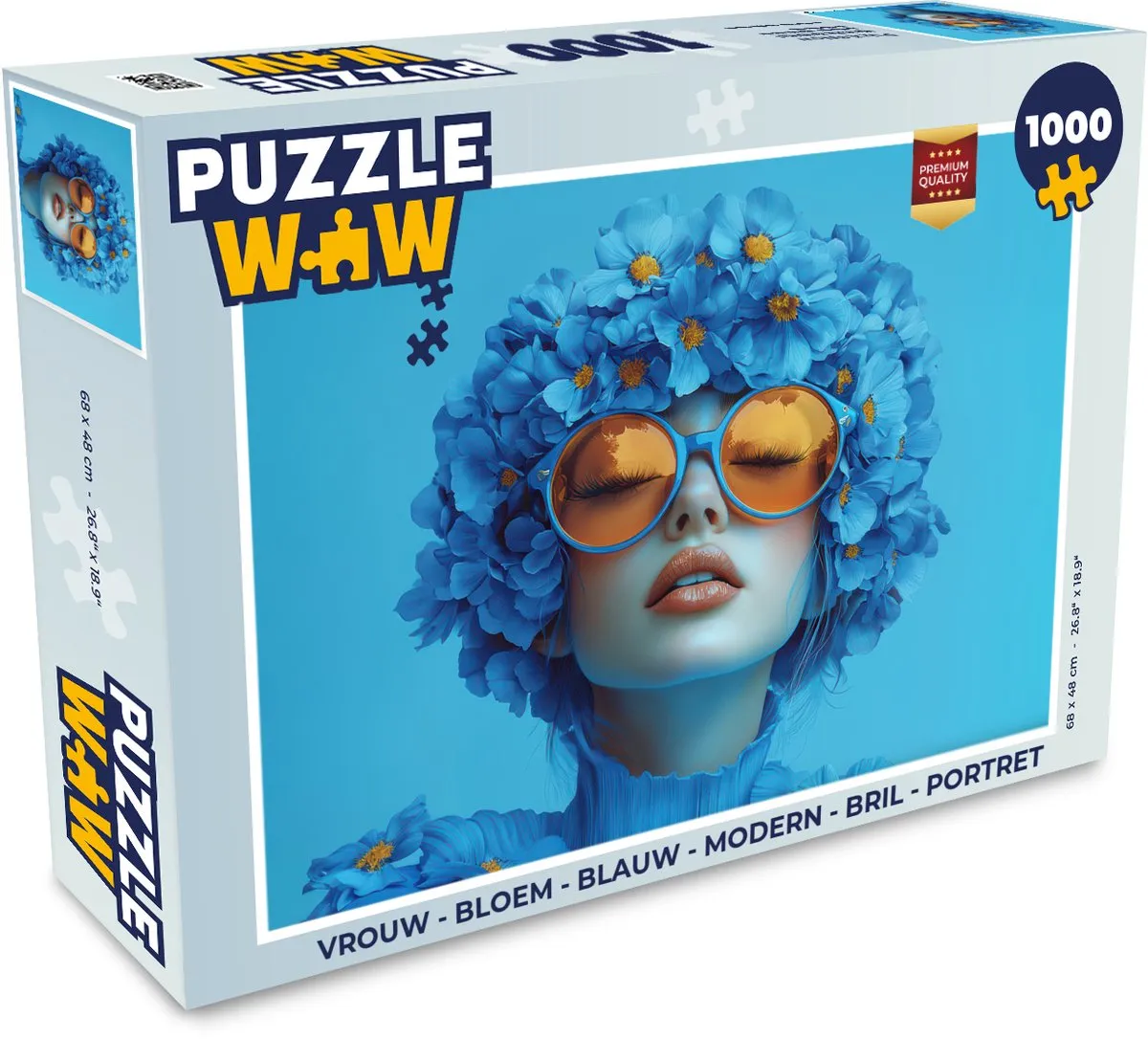 PuzzleWow Vrouw Bloem Legpuzzel 1000 Stuks - Blauw