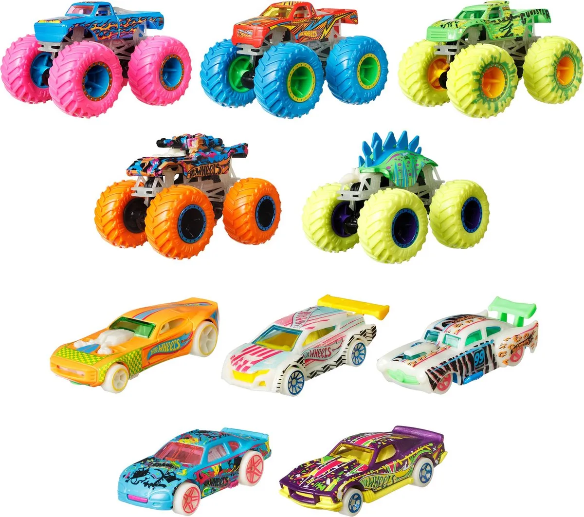 Hot Wheels Monster Trucks HCB57 - 10 Stuks - Lichtgevend