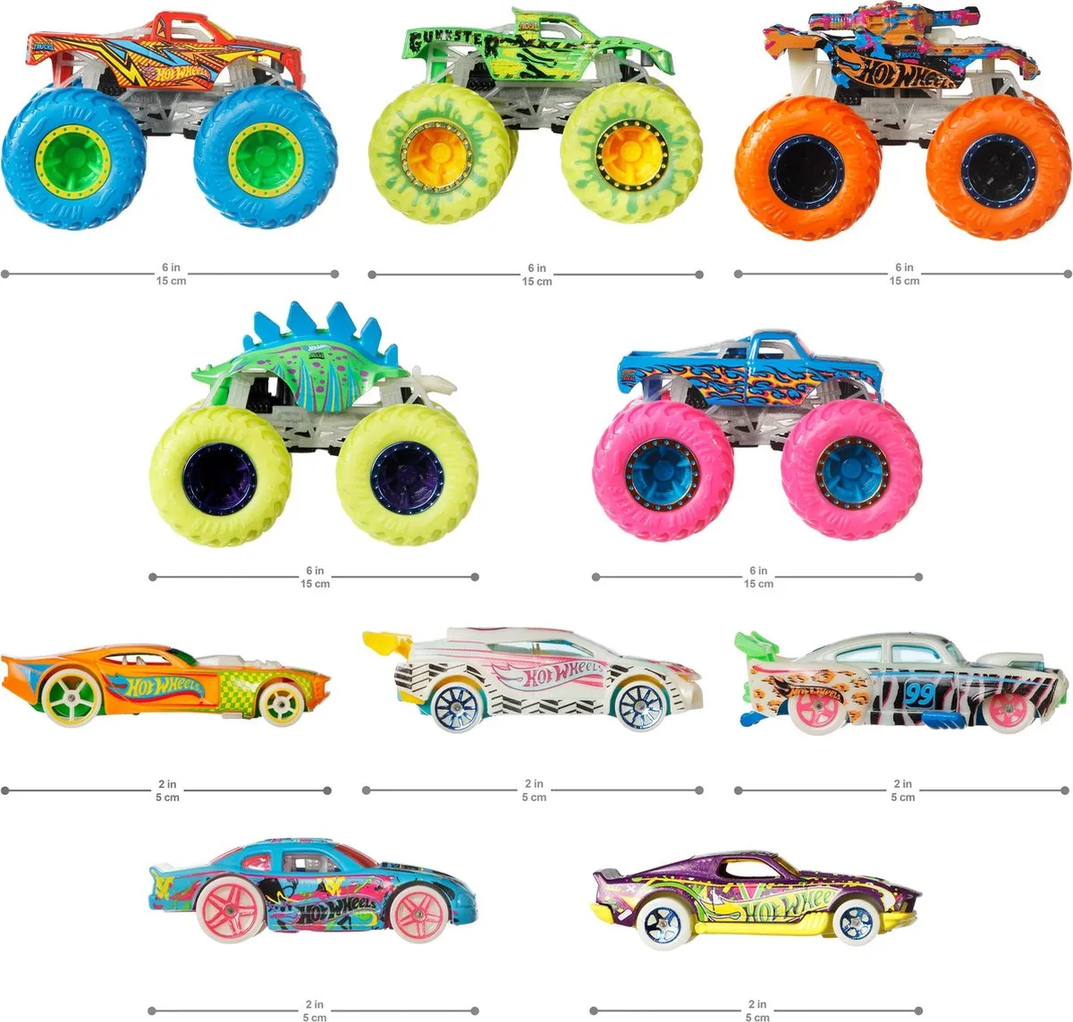 Hot Wheels Monster Trucks HCB57 - 10 Stuks - Lichtgevend
