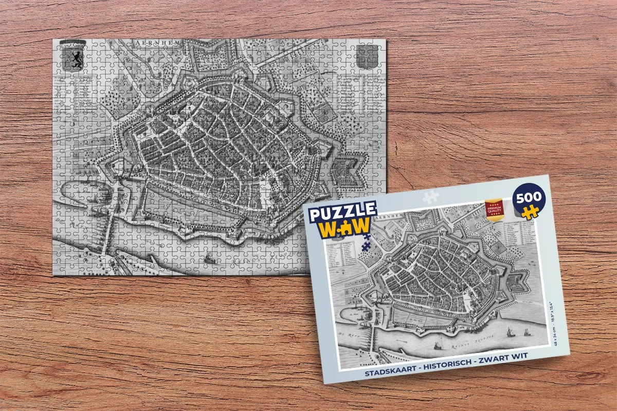PuzzleWow Stadskaart Historisch Legpuzzel 500 Stuks - Multicolor