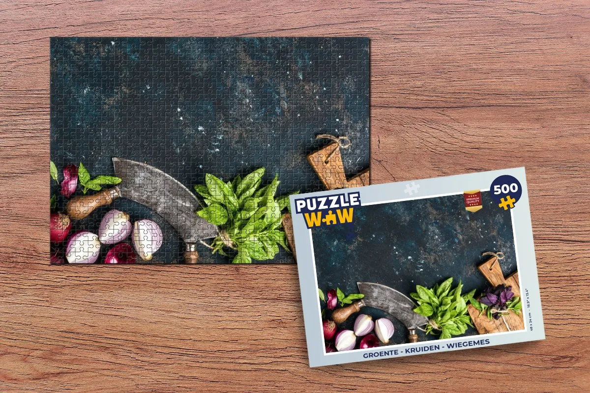 PuzzleWow Rustiek Groente Kruiden Wiegemes Legpuzzel 500 Stuks - Multicolor