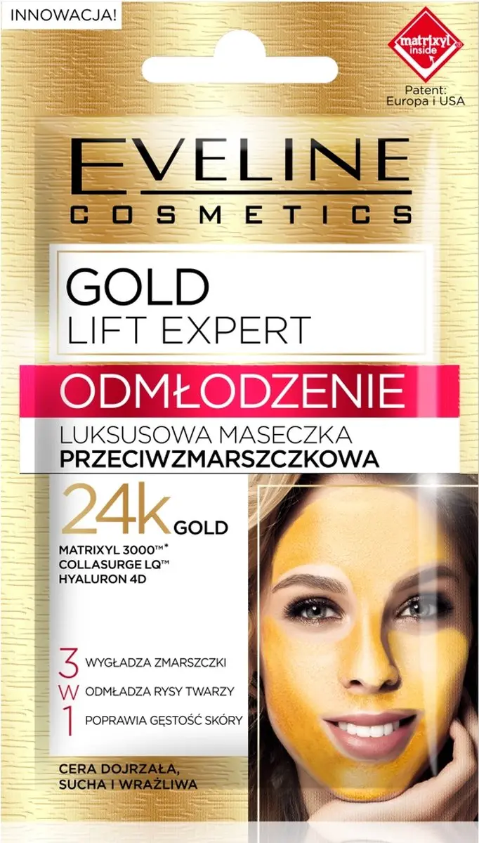 Eveline Cosmetics Gold Lift Expert Rejuvenation Luxury Anti Wrinkle Mask 3in1