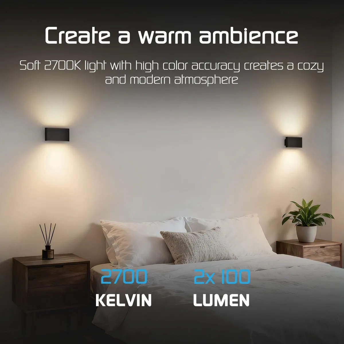 LEDVION Oplaadbare Wandlamp 2x USB - Zwart - 4400mAh - 2700K
