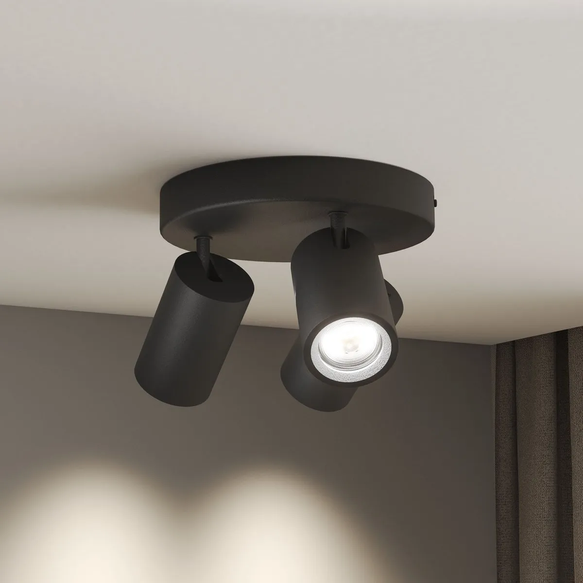 LEDVION Plafondspot 3-lichts Zwart - 3x4,9W 4000K GU10 - afbeelding 6 van 6