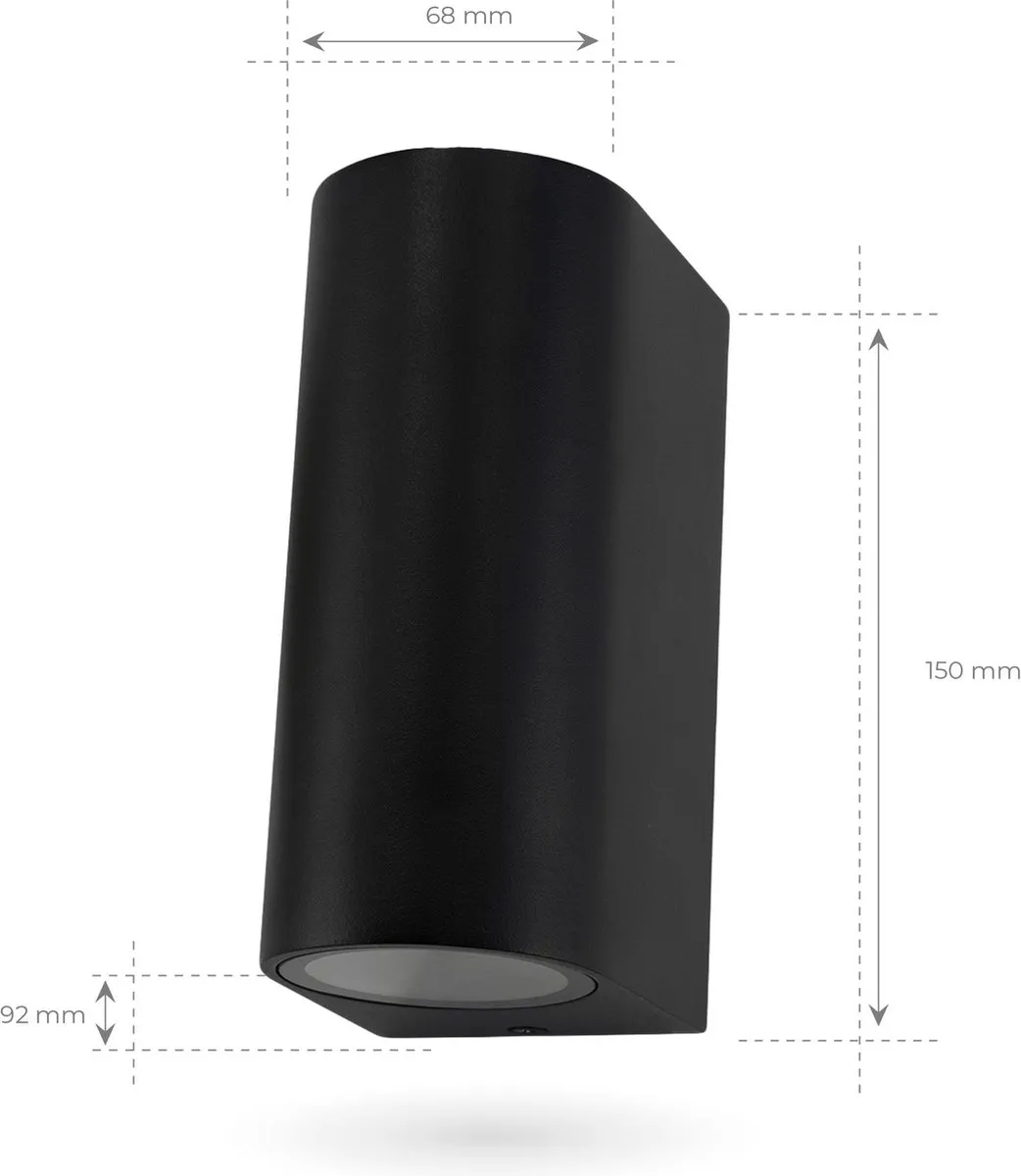 LEDVION Douglas Wandlamp GU10 - 2x 0.5W - IP54 - Zwart