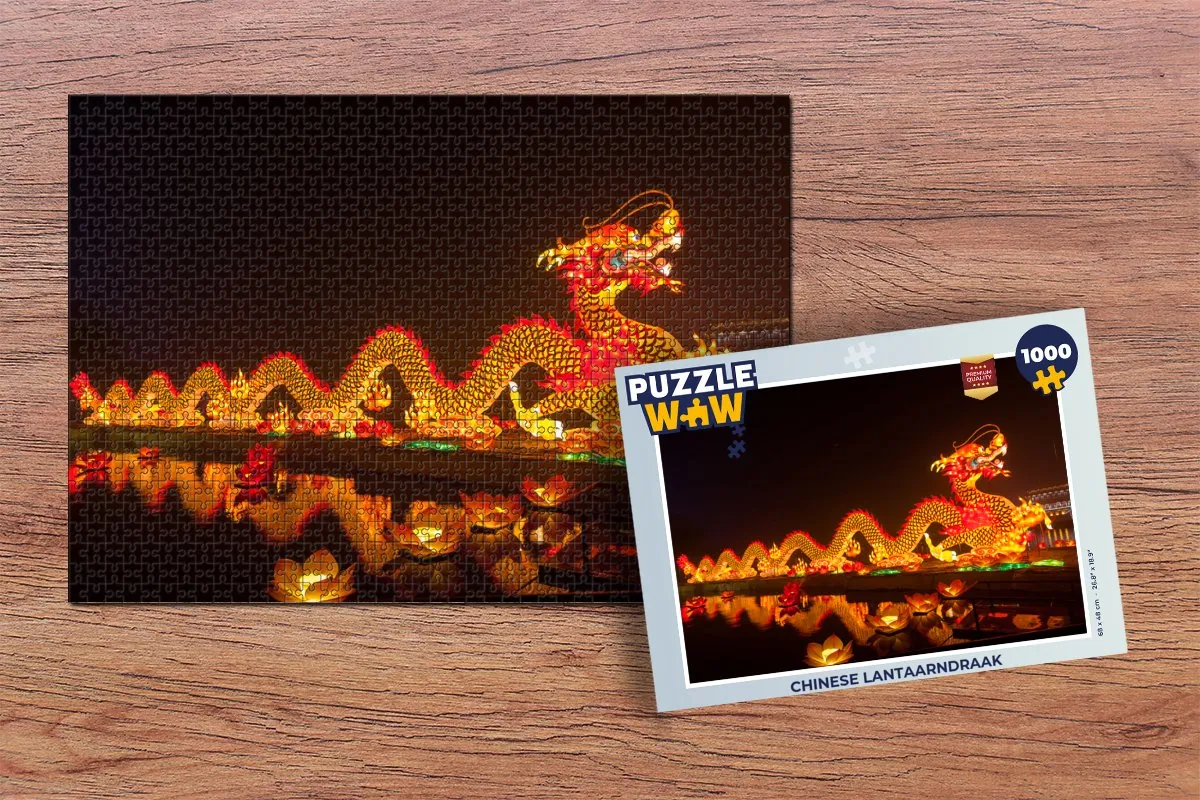PuzzleWow Chinese Lantaarndraak Legpuzzel 1000 Stuks - Multicolor