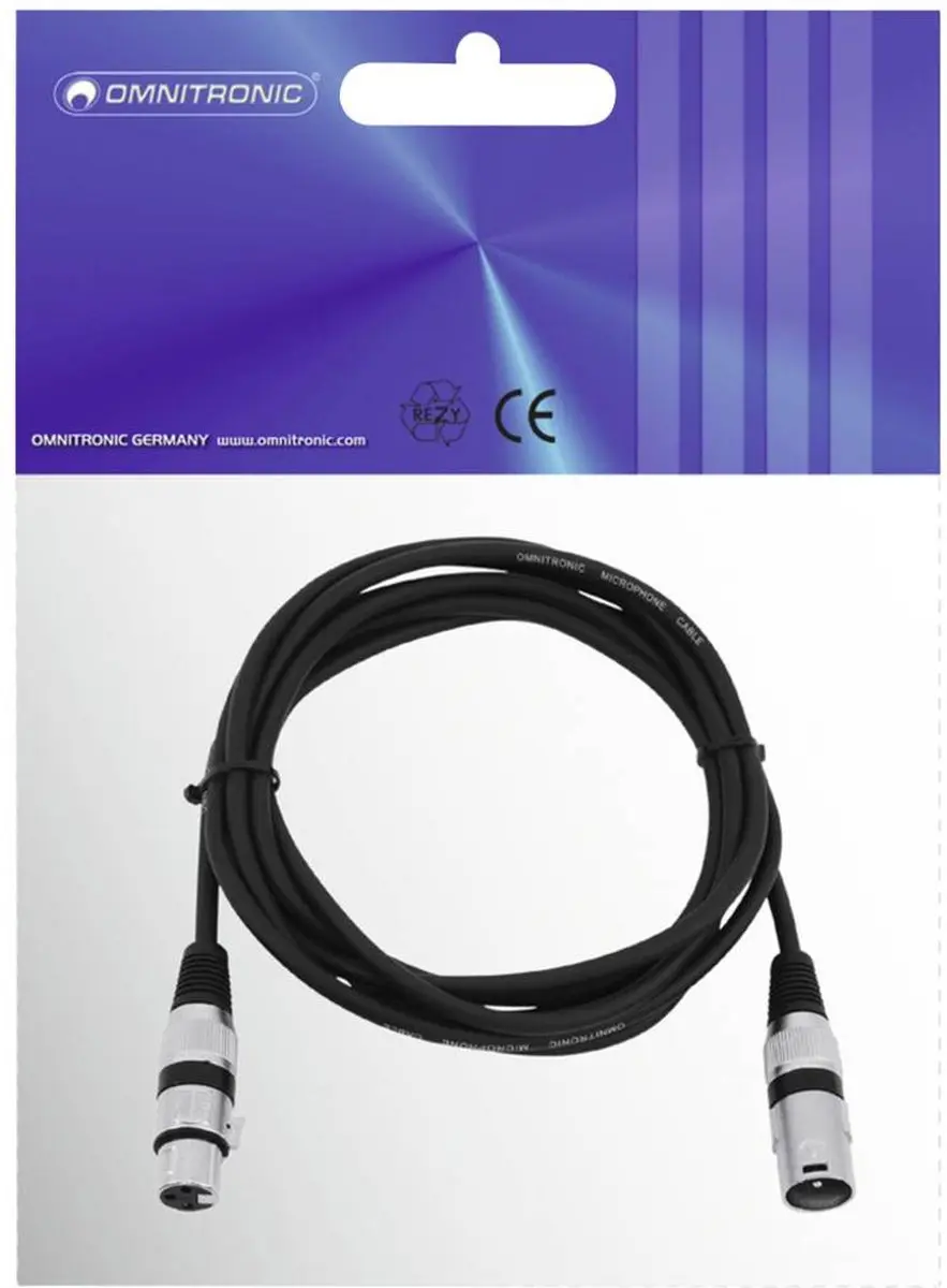 Omnitronic XLR Kabel 3-pin 1.5m - Zwart