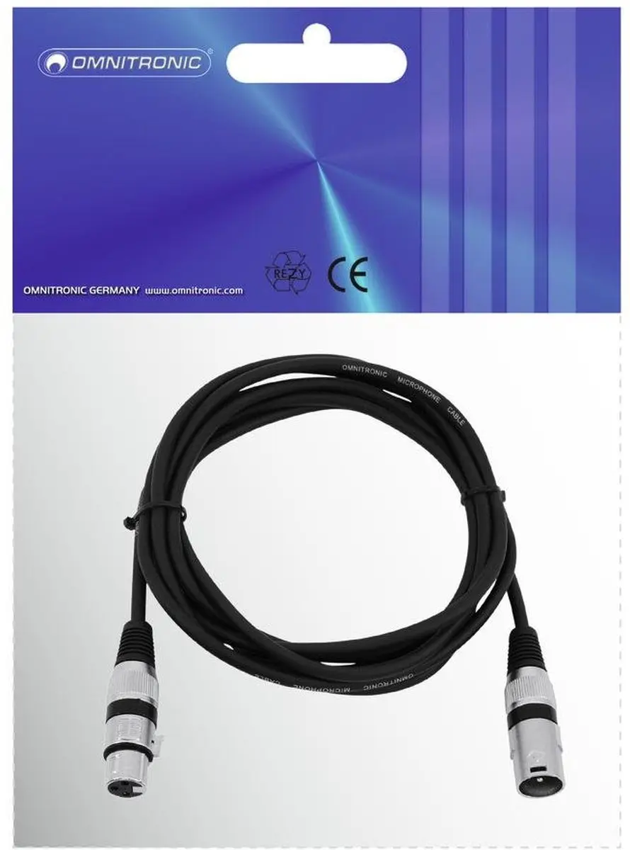 Omnitronic XLR Kabel 3-pins 3m - Zwart