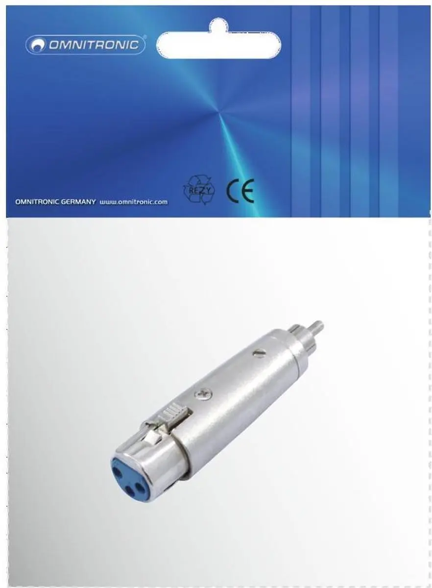 Omnitronic RCA naar XLR Adapter - Blauw/Zilver