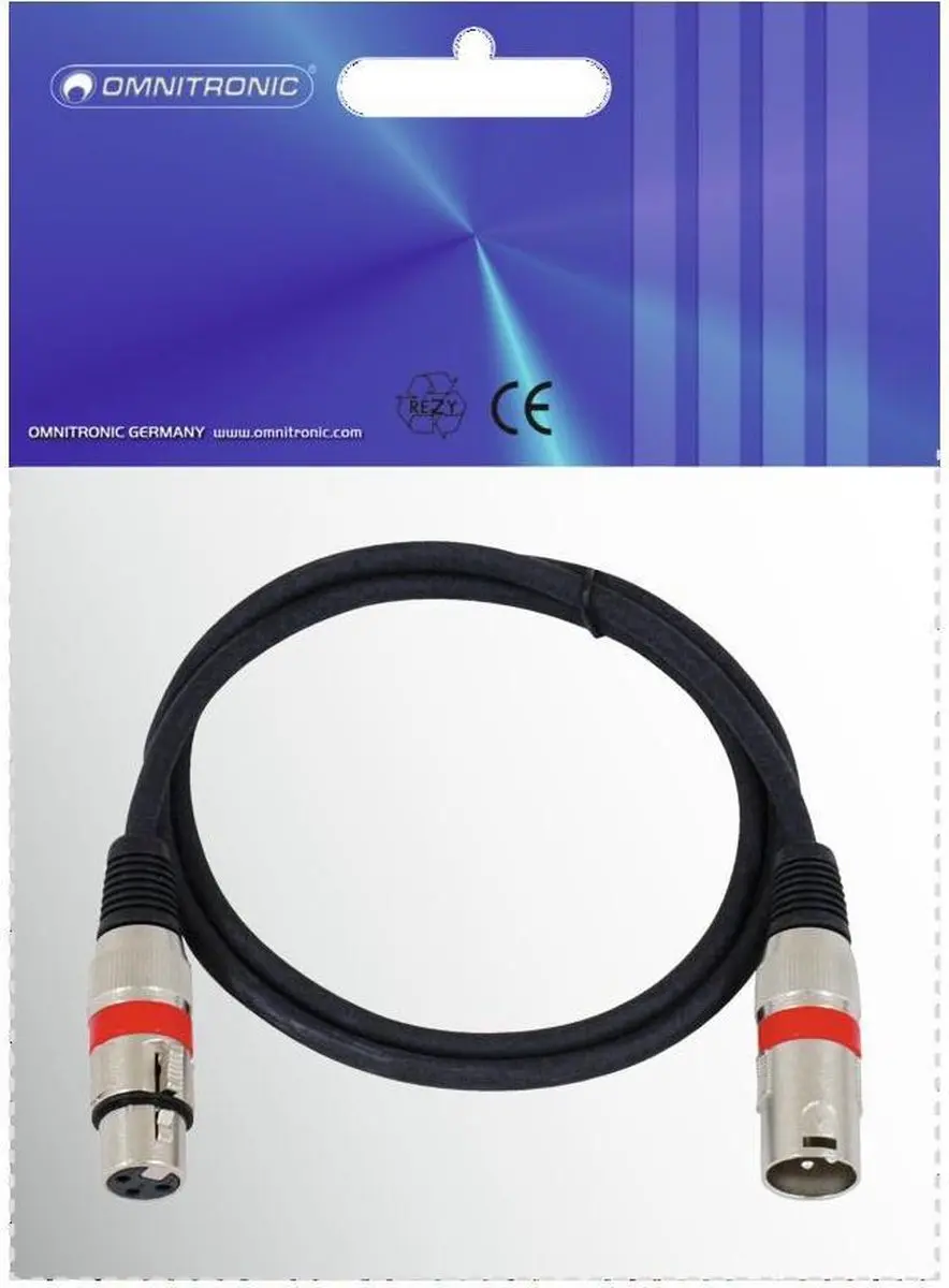 Omnitronic XLR Kabel 3-pin 1m - Zwart