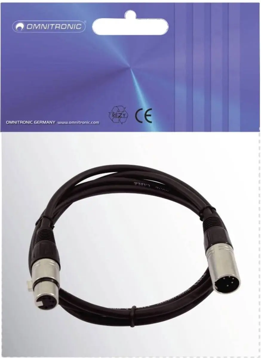 Omnitronic XLR Kabel 5-pin 3m - Zwart