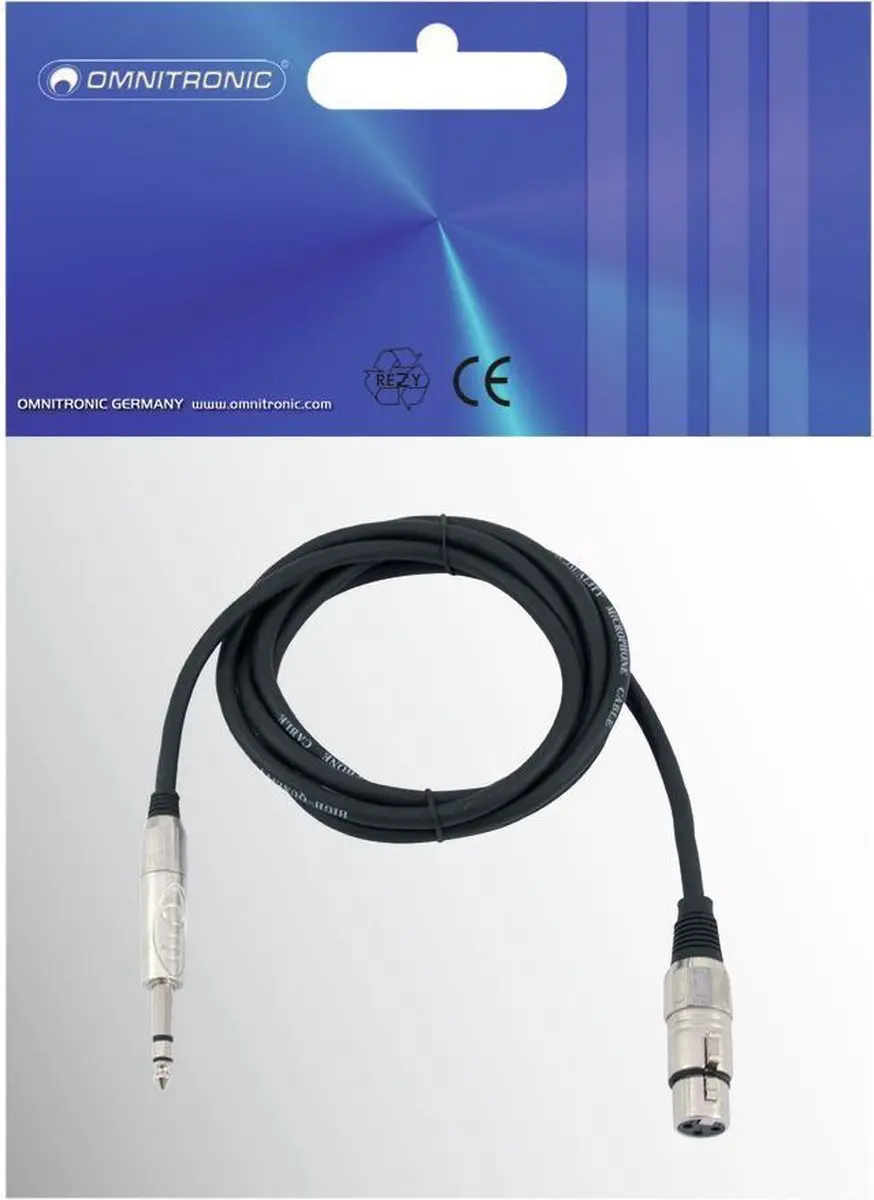 Omnitronic XLR(F)-Jack Stereo Adapterkabel 0.9m - Zwart