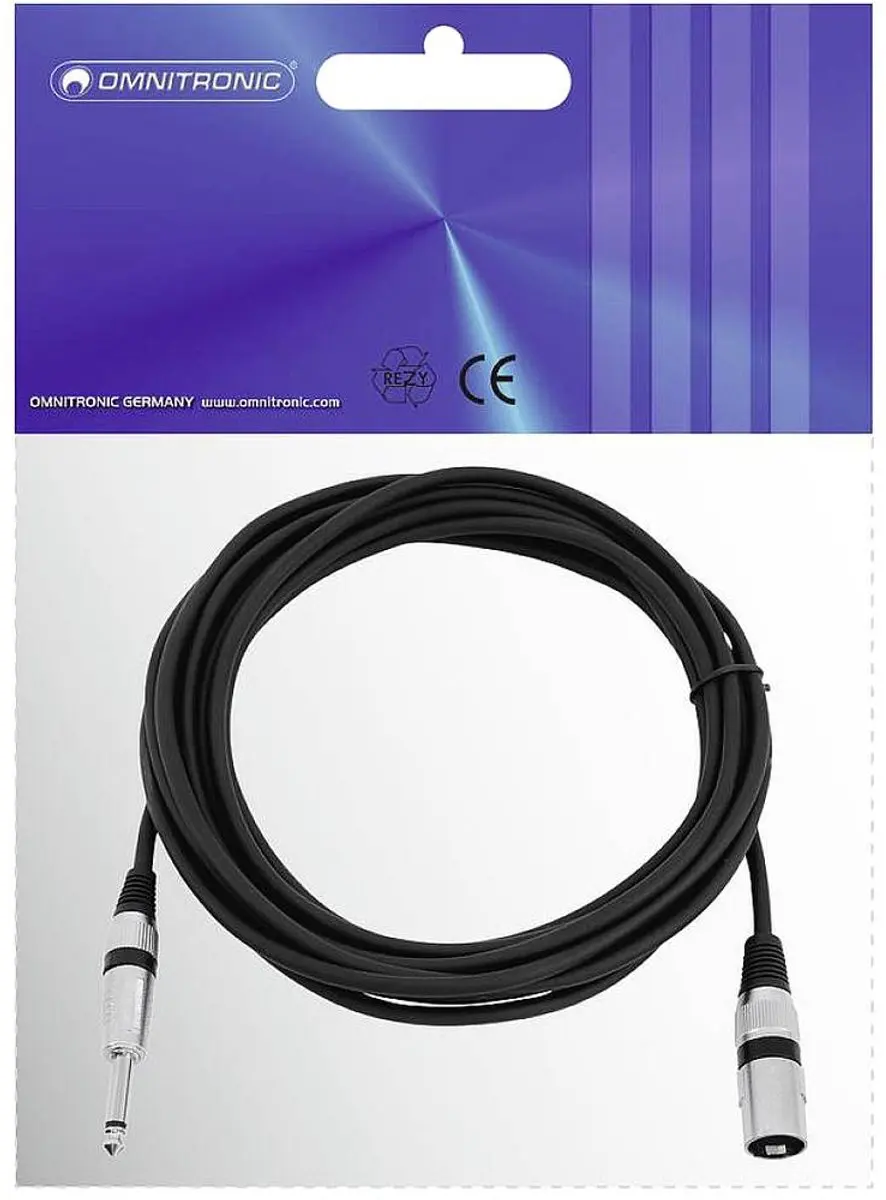 Omnitronic 3022519C XLR naar Jack 6,3mm Adapterkabel - 5m - Zwart