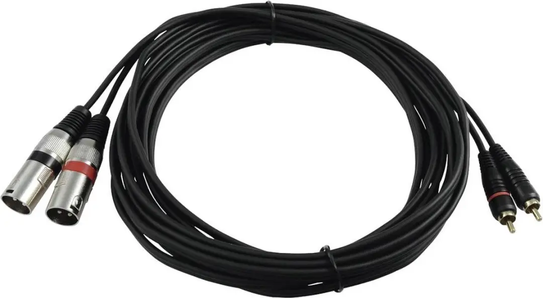 Omnitronic 3022522E XLR naar Cinch Adapterkabel 6m - Zwart