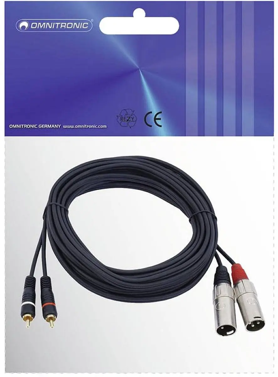 Omnitronic 3022522E XLR naar Cinch Adapterkabel 6m