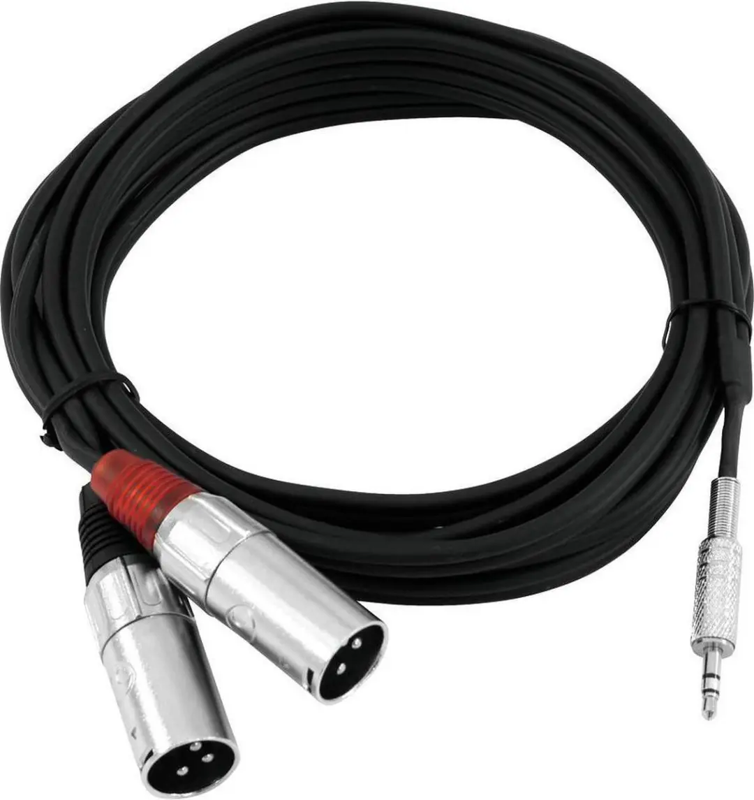 Omnitronic Jack Kabel 3,5mm naar 2x XLR - 3m - Zwart