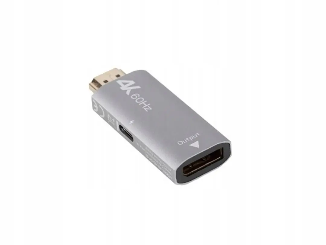 Lanberg HDMI naar DisplayPort Adapter 4K 60Hz - Zilver - afbeelding 4 van 6