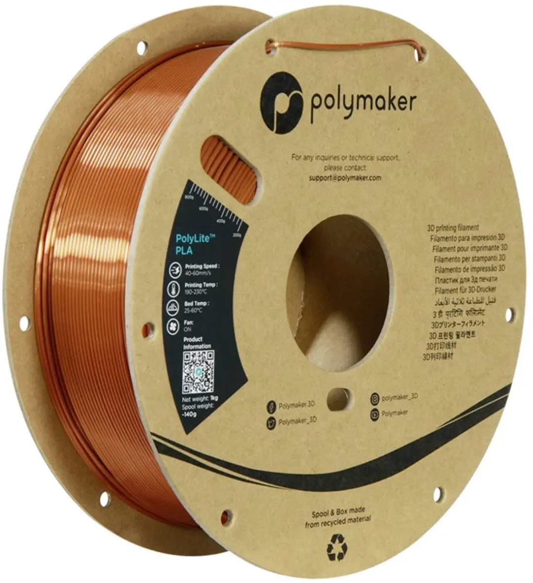 Polymaker PA03003 Silk Filament PLA zijdeglans Zijdeglans 1.75 mm 1000 g Brons P