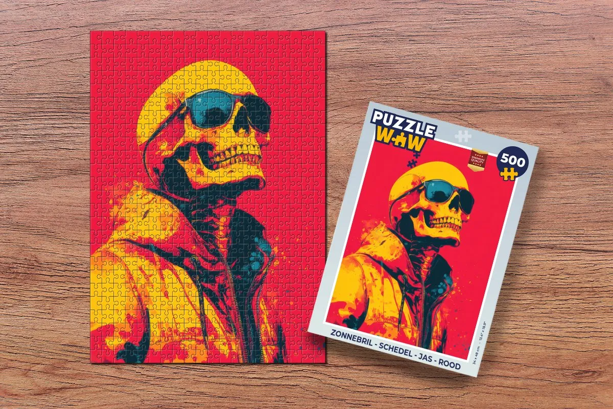 PuzzleWow Schedel Legpuzzel 500 Stuks - Zonnebril Rood