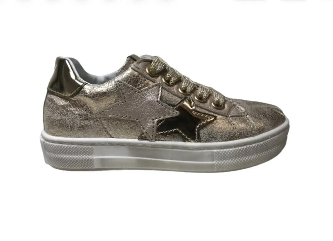 Naturino Mt 24 Veter/rits Sterren lederen sneakers Blues Goud