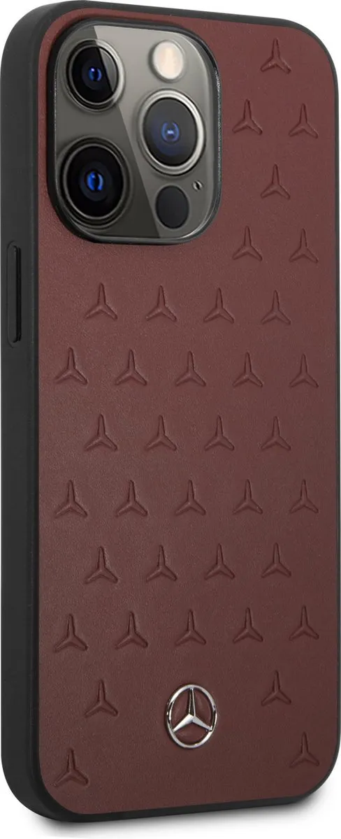 Mercedes-Benz Stars Leather Back Case - iPhone 13 Pro - Rood
