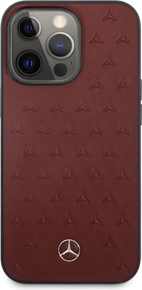 Mercedes-Benz Stars Leather Back Case - iPhone 13 Pro - Rood