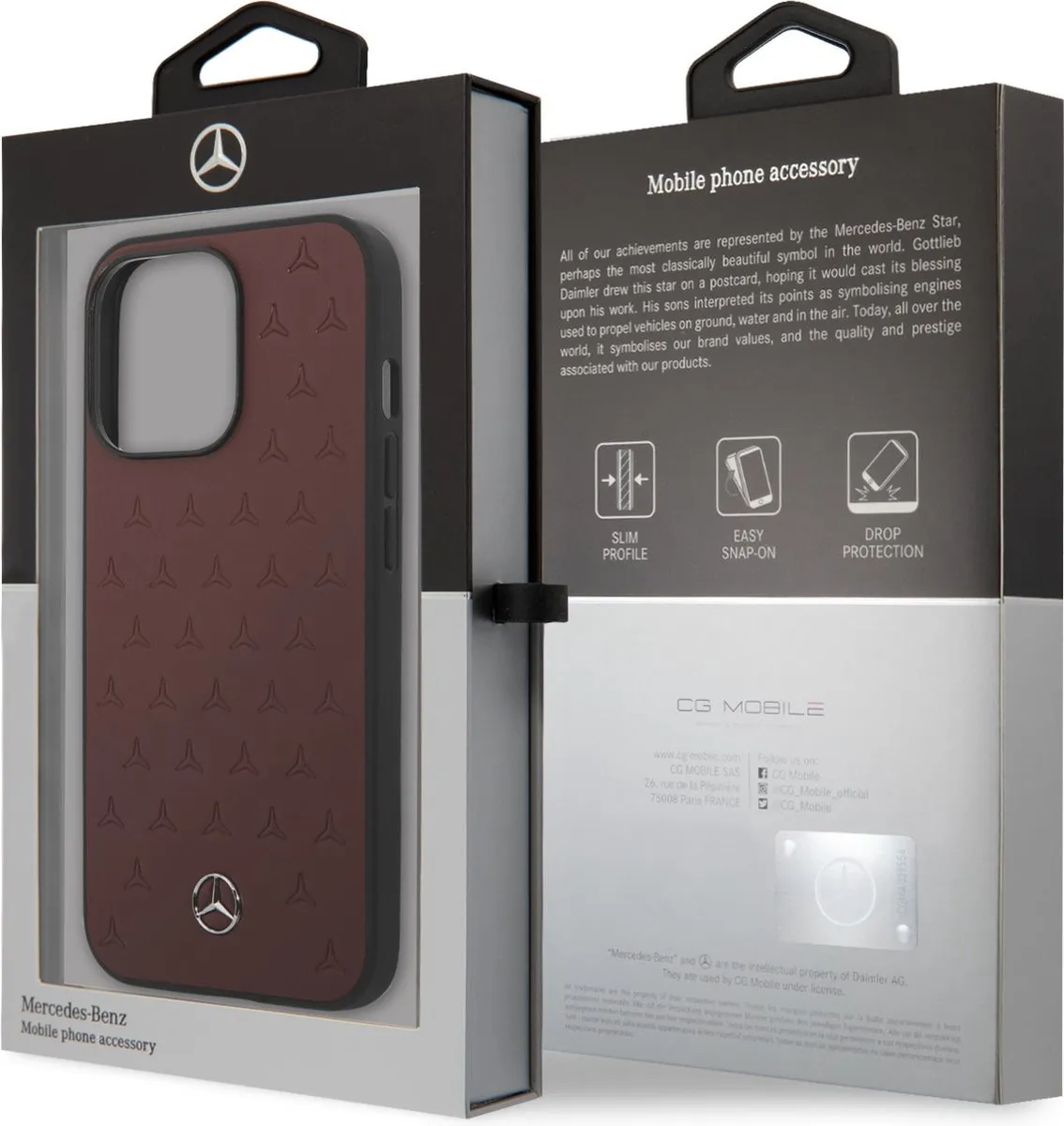 Mercedes-Benz Stars Leather Back Case - iPhone 13 Pro - Rood - afbeelding 6 van 6