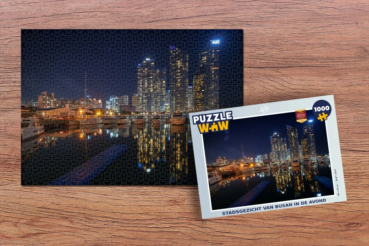 PuzzleWow Legpuzzel Busan Avond 1000 Stuks - Multicolor
