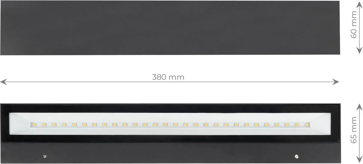 LEDVION LED Wandlamp 15W 1500L IP44 - Zwart