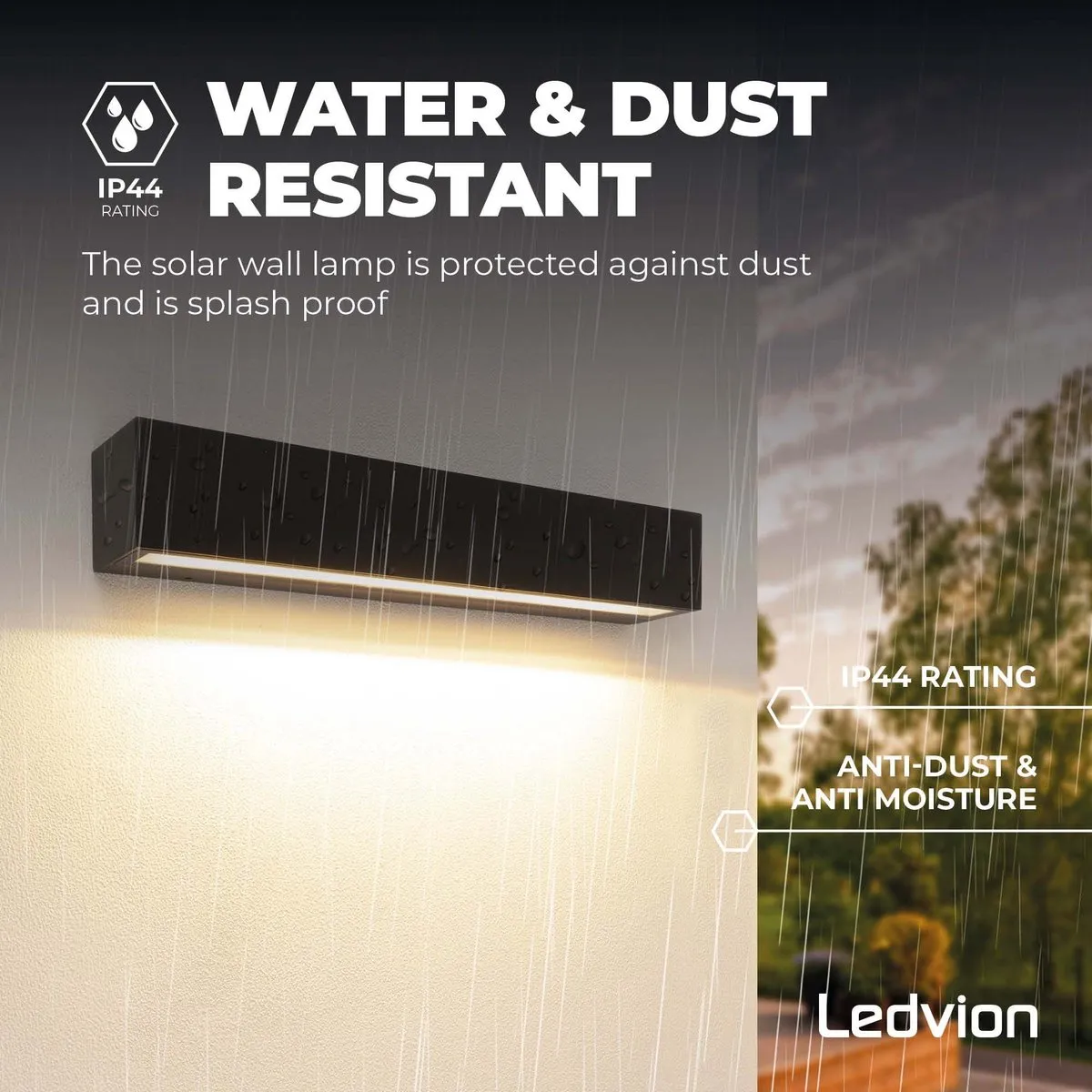 LEDVION LED Wandlamp 15W 1500L IP44 - Zwart