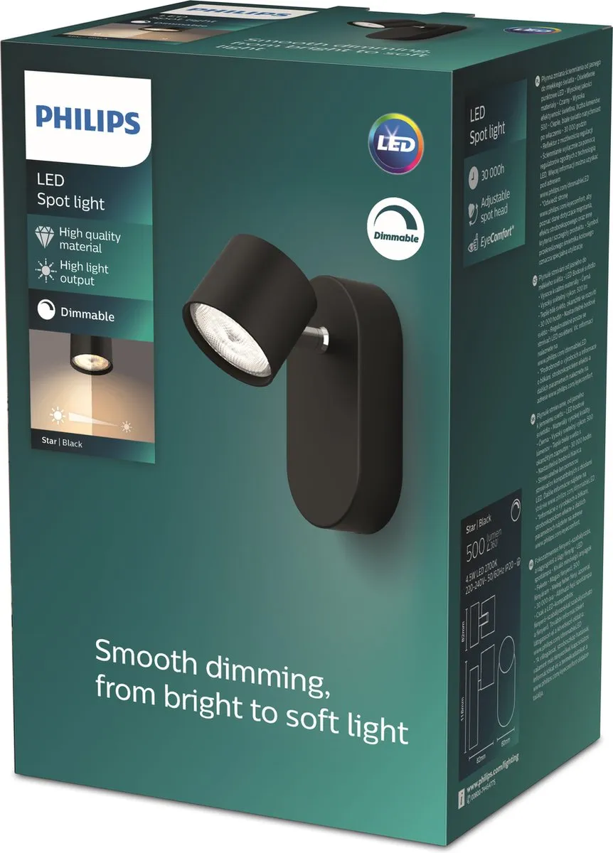 Philips Star Opbouwspot 1-lichts - Zwart