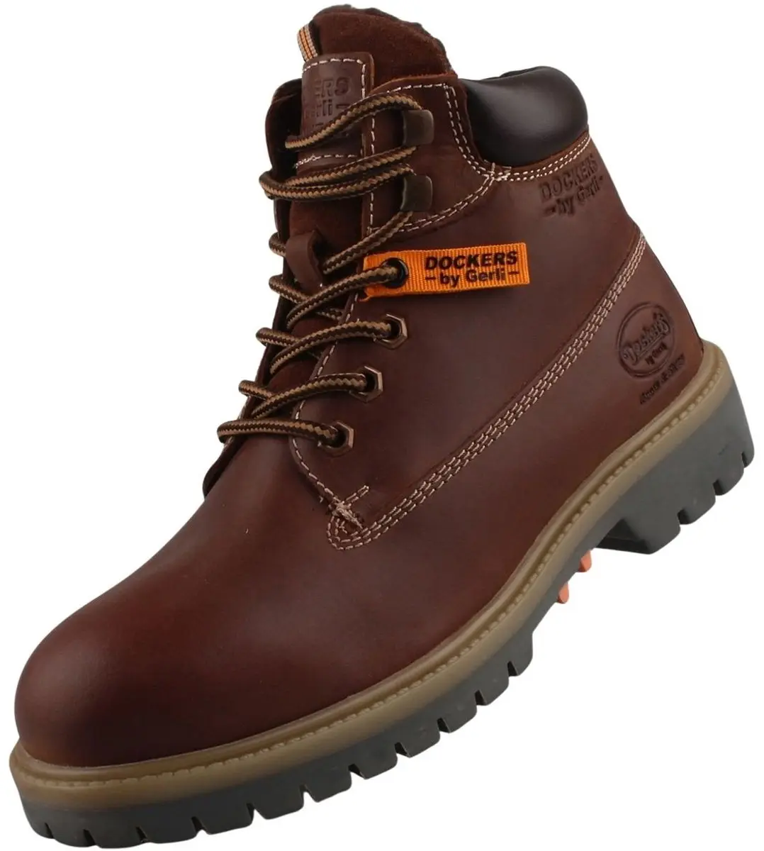 Dockers by Gerli dames leren enkellaars bruin gevoerd