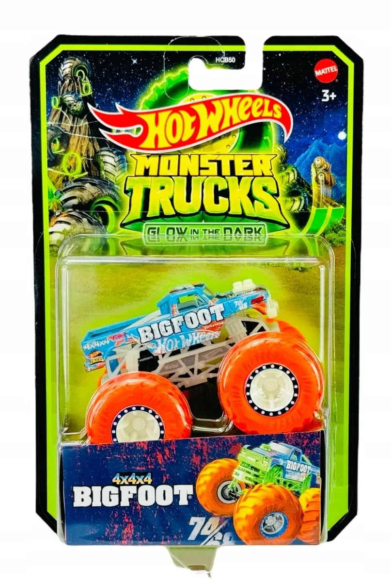 Hot Wheels Monster Truck Bigfoot Glow in the Dark HRB05 - Oranje/Blauw