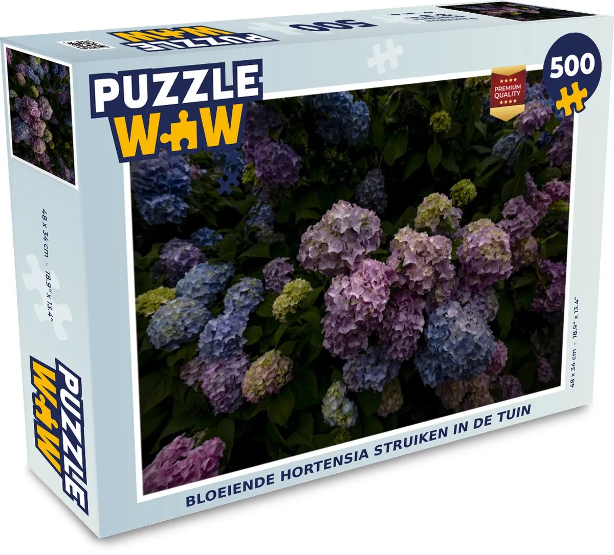 PuzzleWow Bloeiende Hortensia Legpuzzel 500 Stuks - Multicolor
