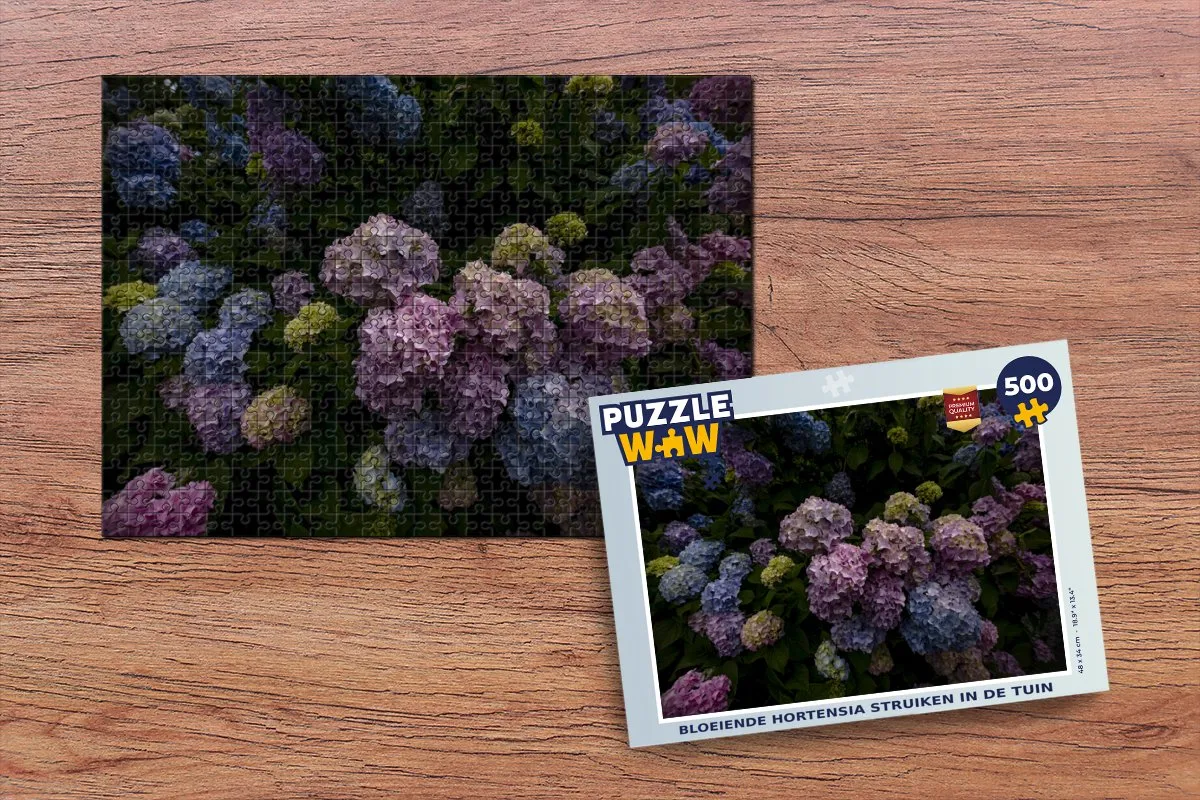 PuzzleWow Bloeiende Hortensia Legpuzzel 500 Stuks - Multicolor