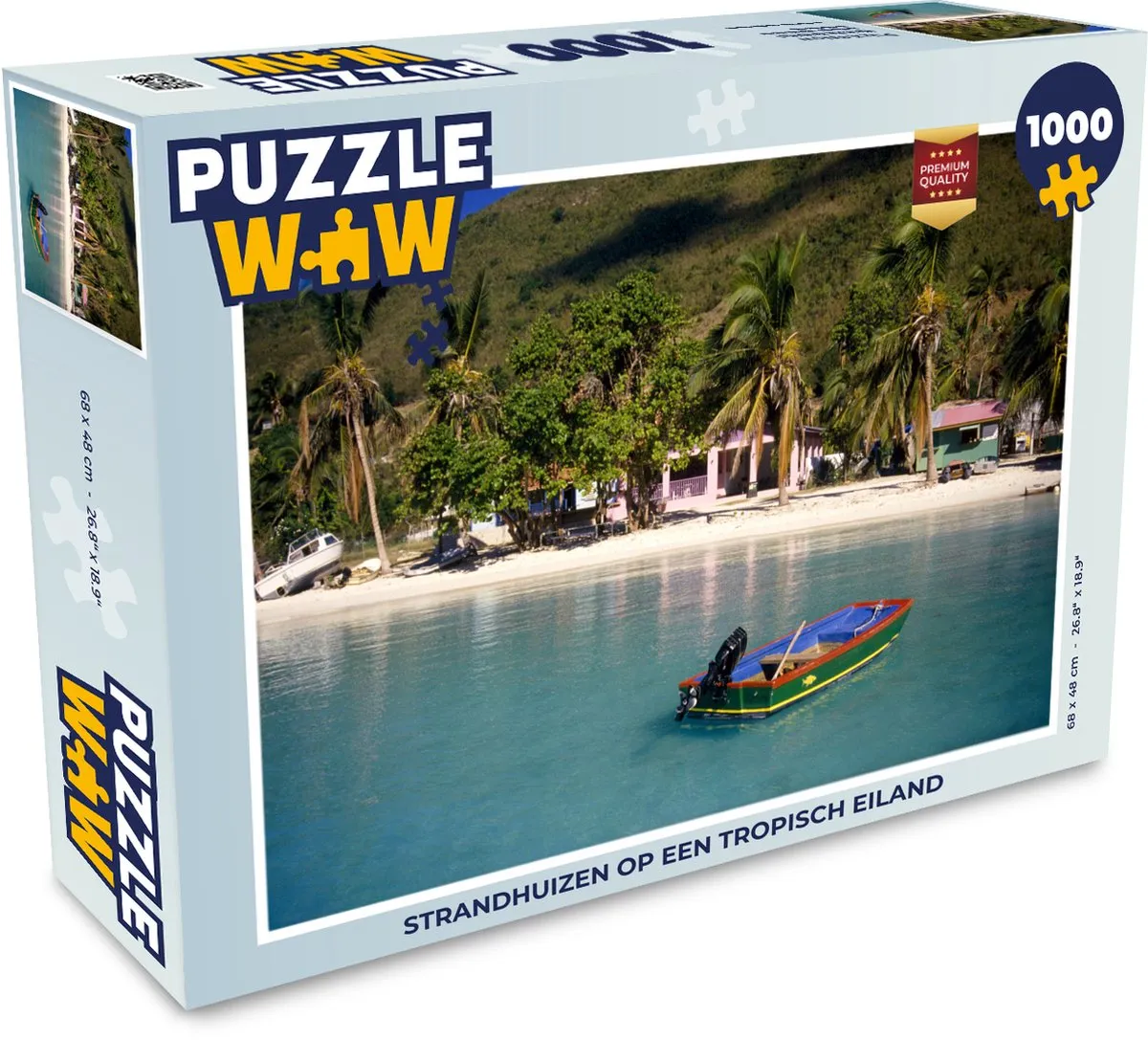 PuzzleWow Strand Palmbomen Huis Legpuzzel 1000 Stuks - Multicolor
